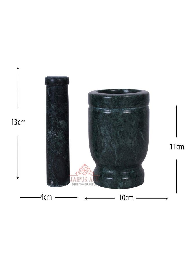 Jaipur Ace Natural Green Marble Mortar and Pestle Set, Imam Dasta, Ohkli Musal, Kharal- 4 Inches (Green) - Image 4